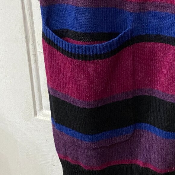 NEW BCBG MAX AZRIA Gaby Sz S Open Cardigan Dropped Back Pockets Multi Striped - Picture 6 of 12